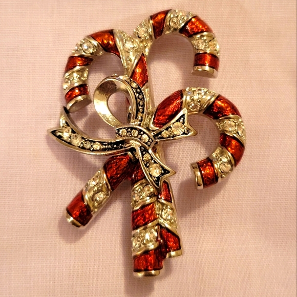 Vintage Monet Candy Cane Brooch - Picture 1 of 2
